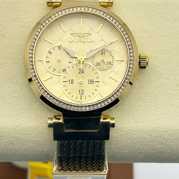 Invicta Angel Chronograph Watch Luxury Stainless Steel with Diamond Bezel Gold- - Picture 2 of 8